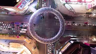 4k航拍城市环形天桥路口夜景车流视频的预览图